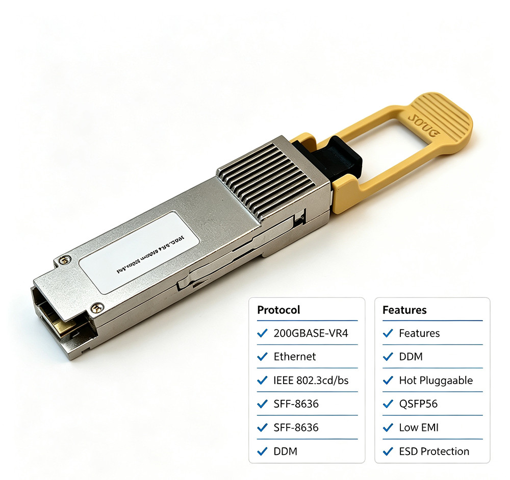 QSFP56 200G SR4 Optical Module 850nm Multimode Fiber Transceiver 100m Distance