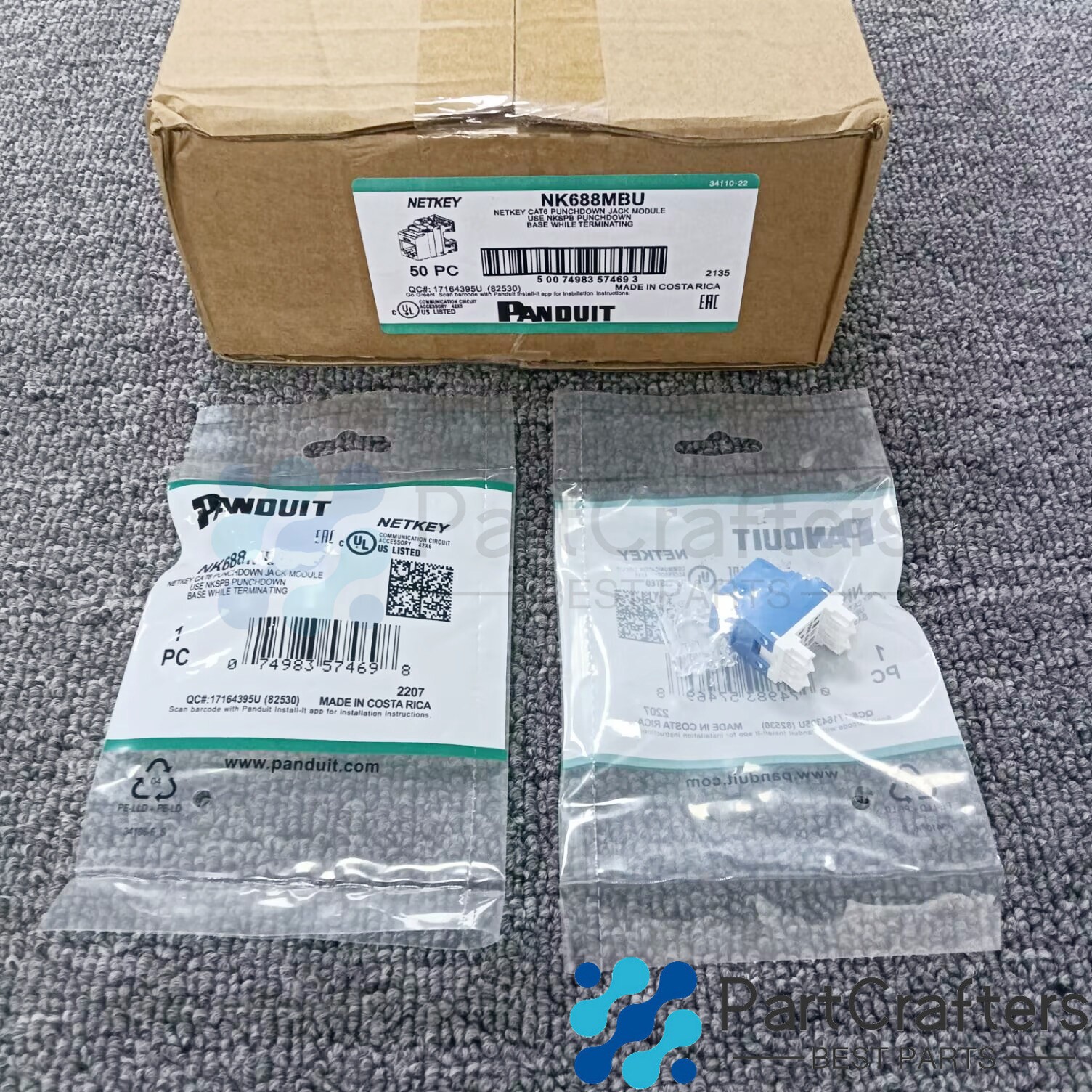 50pcs For Panduit NetKey NK688MBU Cat6 Keystone Jack Blue Module 