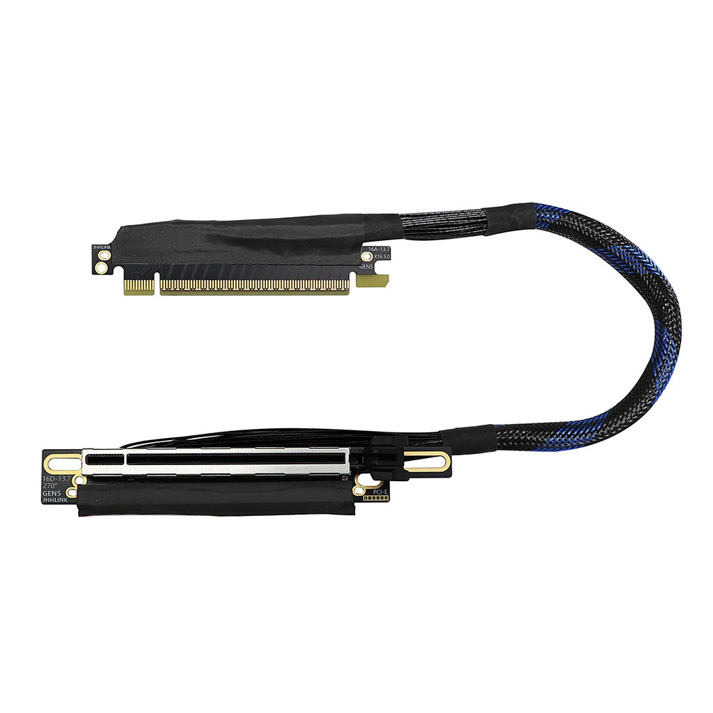 PCIe 5.0 x16 Graphics Card Extension Cable 270 Degree Silver-Plated GEN5 Cable