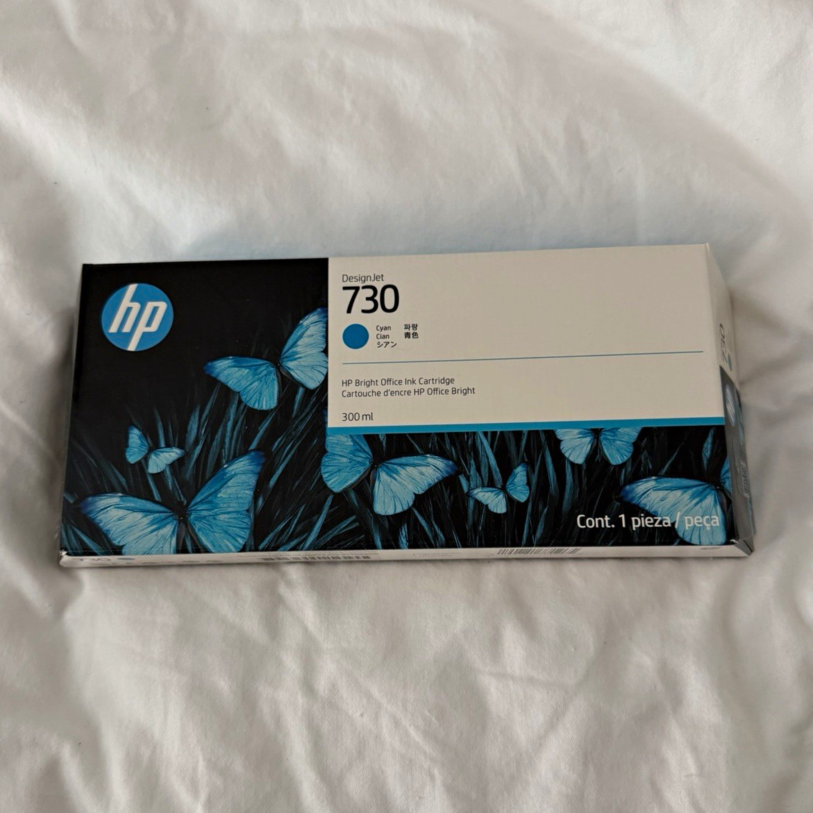HP DesignJet 730 Cyan Ink Cartridge 300ml Hi-yield Inkjet P2V68A OEM Exp 11/28