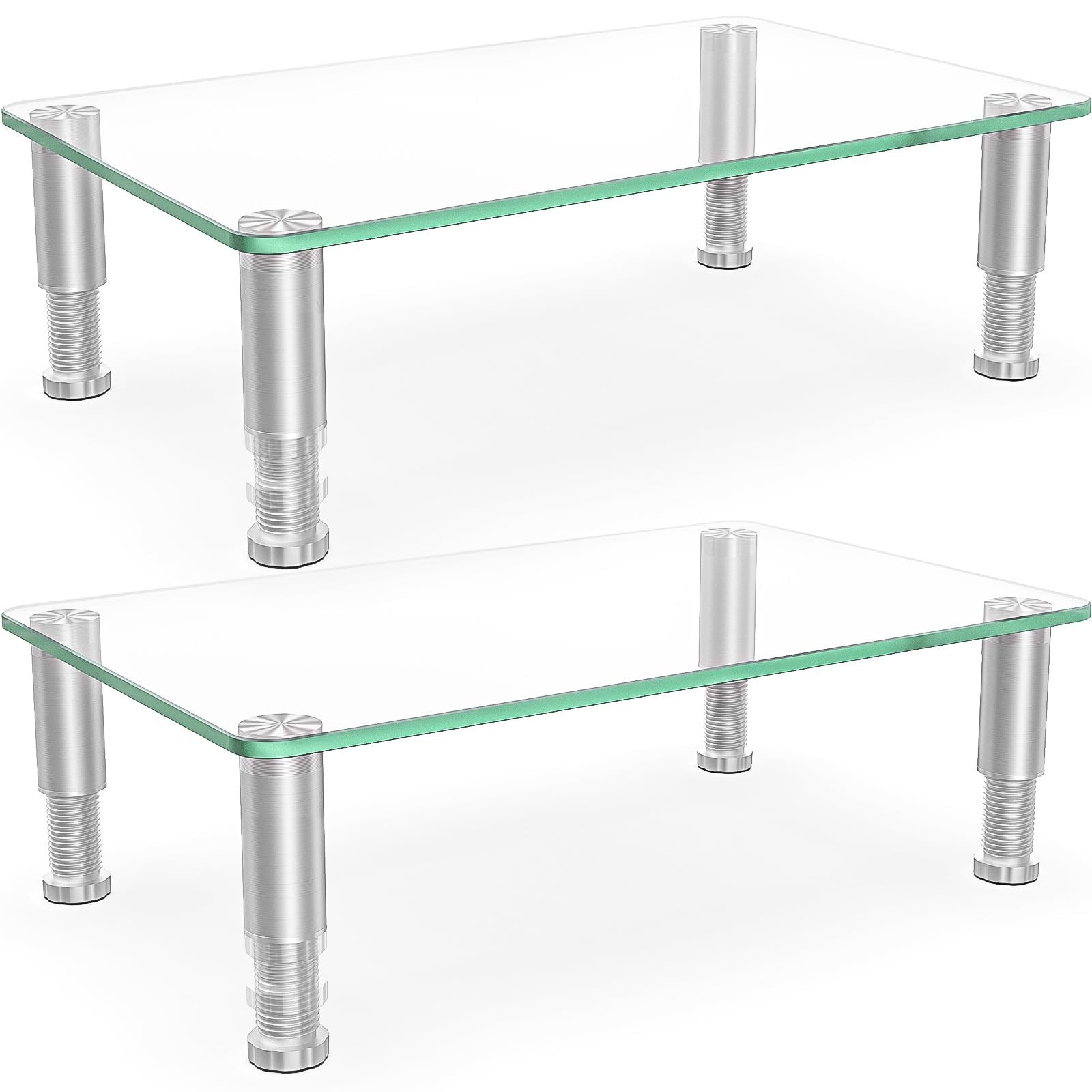 2 Pack Adjustable Monitor Stand, Height-Adjustable Desktop Riser for LCD LED TV,