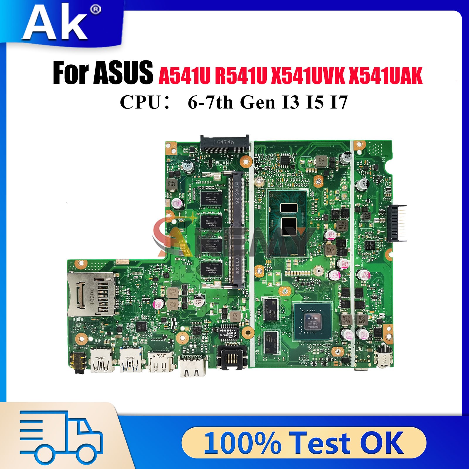 X541UVK Motherboard For ASUS R541U X541UAK F541U X541UJ Mainboard W/CPU