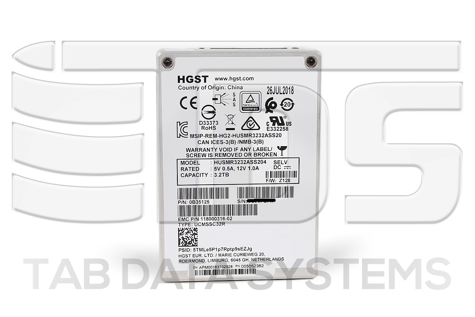 EMC Isilon 005052362 3.2TB 2.5" 6Gbps SAS SSD for F800 118000316-02