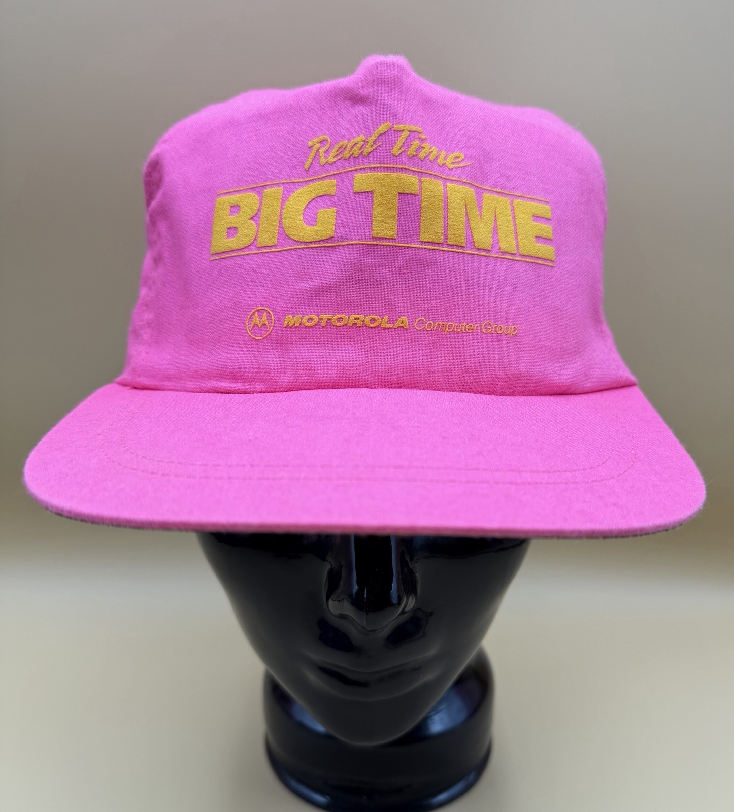 Vintage NOS Motorola Computer Group Big Time Pink Strapback Hat Cap USA