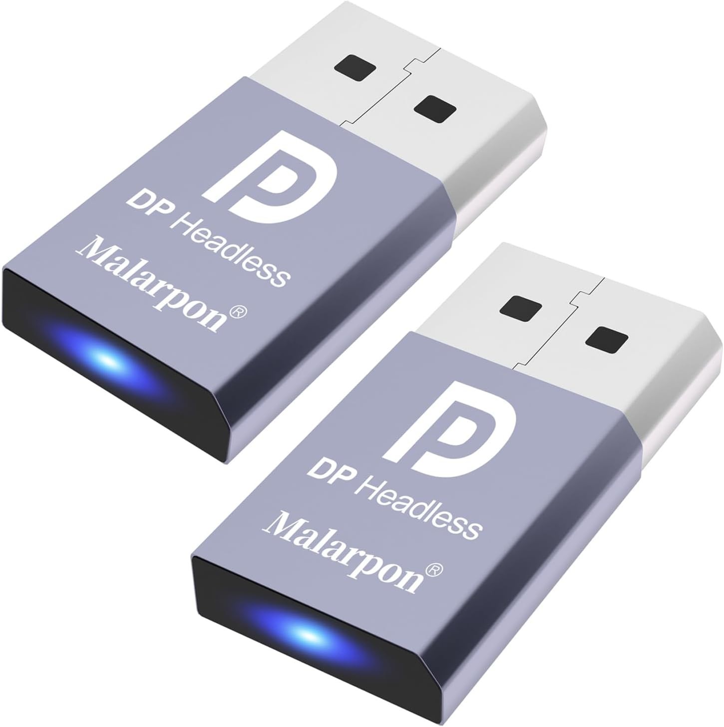 2pcs 4K DisplayPort Headless Ghost Display Emulator - Blue Light - PC Dummy Plug