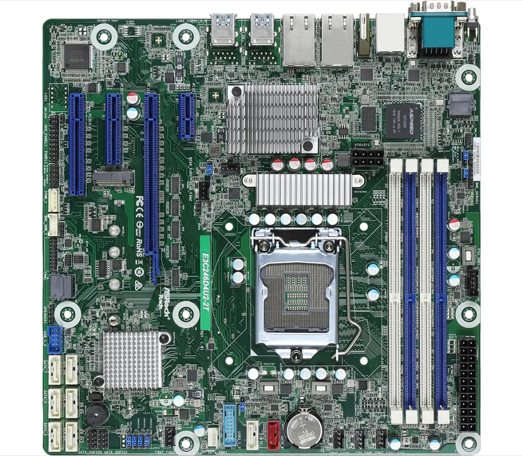 ASRock Rack E3C246D4U2-2T LGA1151 Dual 10GbE DDR4 8xSATA mATX Support Server nas