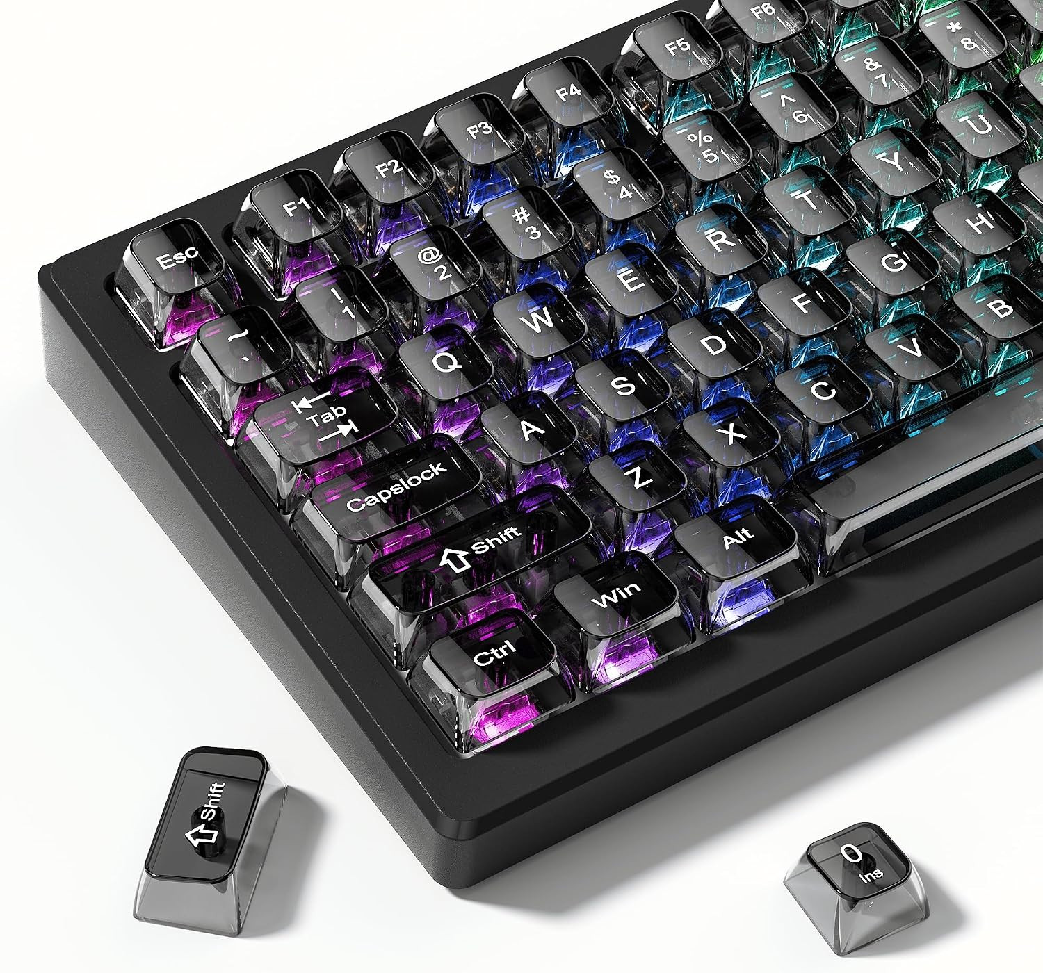 Grey Clear Keycaps,Transparent Keycaps 60 75 100 Percent,Ceramic Jelly Key Caps