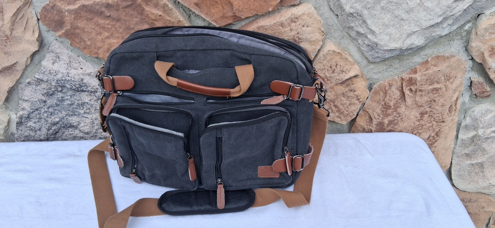 COOLBELL-Laptop Bag Convertible Backpack Messenger Bag Shoulder Handbag Gray 16