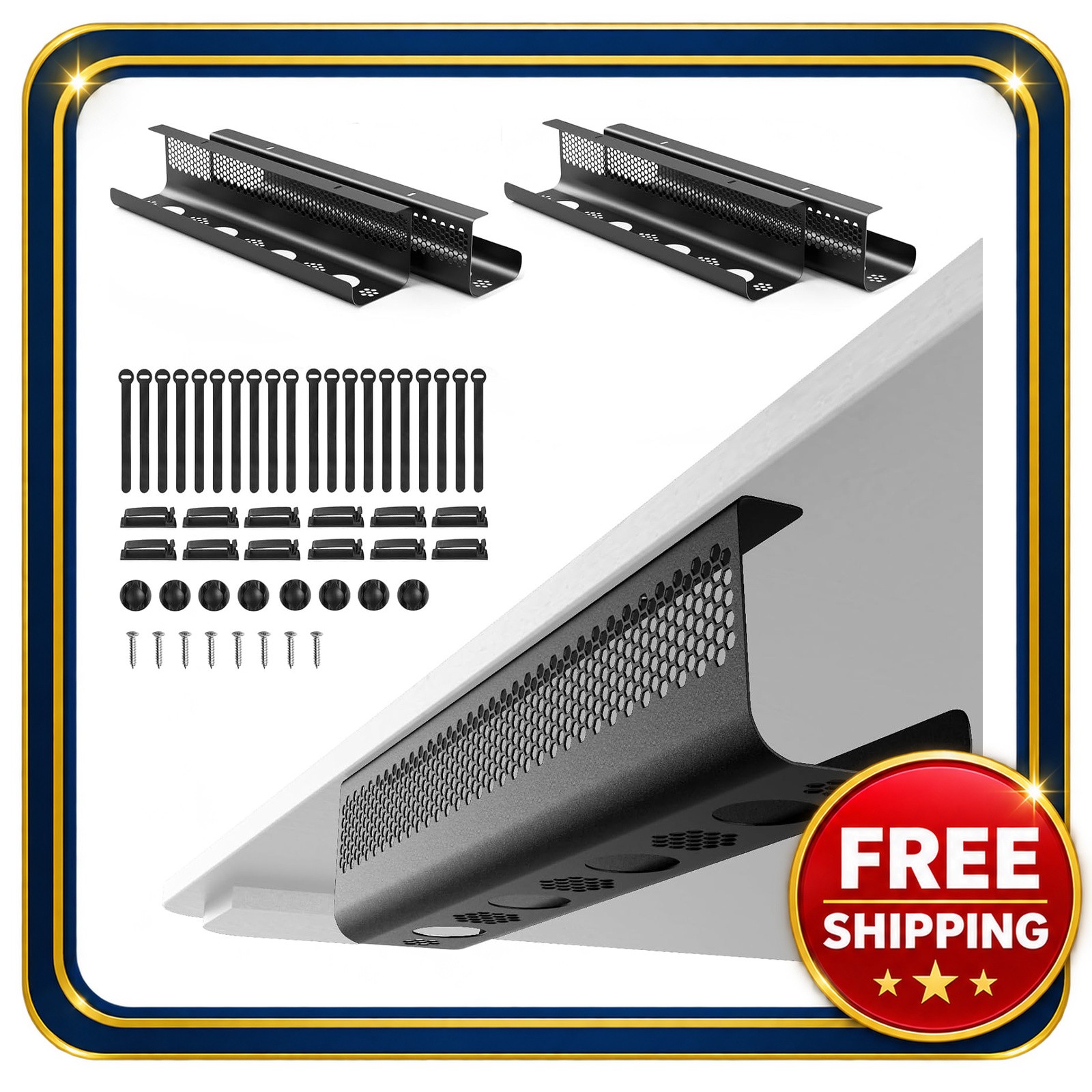 Cable Management Tray Kit 52PCS Under Desk Ventilated Metal