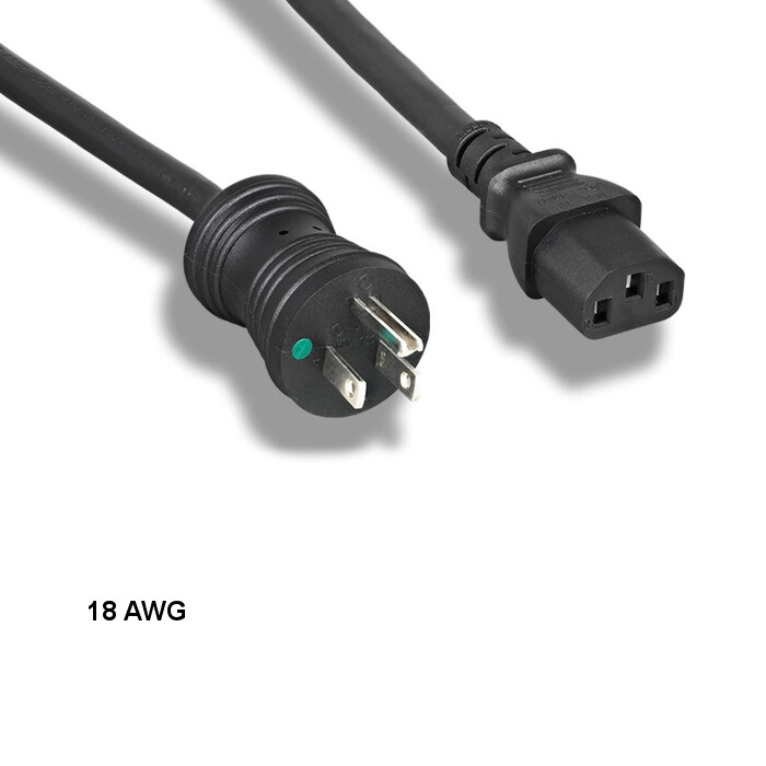 10x 10ft 18 AWG Hospital Grade Power Cable NEMA 5-15P to C13 10A/125V Blk