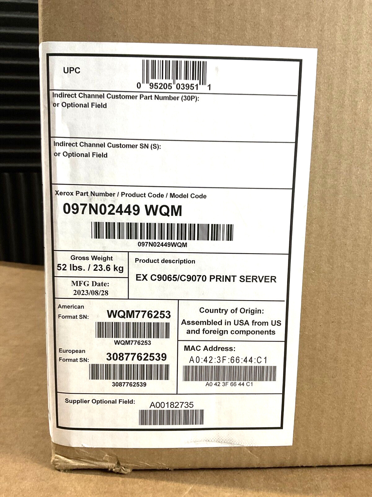 Xerox EFi Print Server NX Pro Gen 3 PrimeLink C9065 C9070 097N02449 New by Fiery