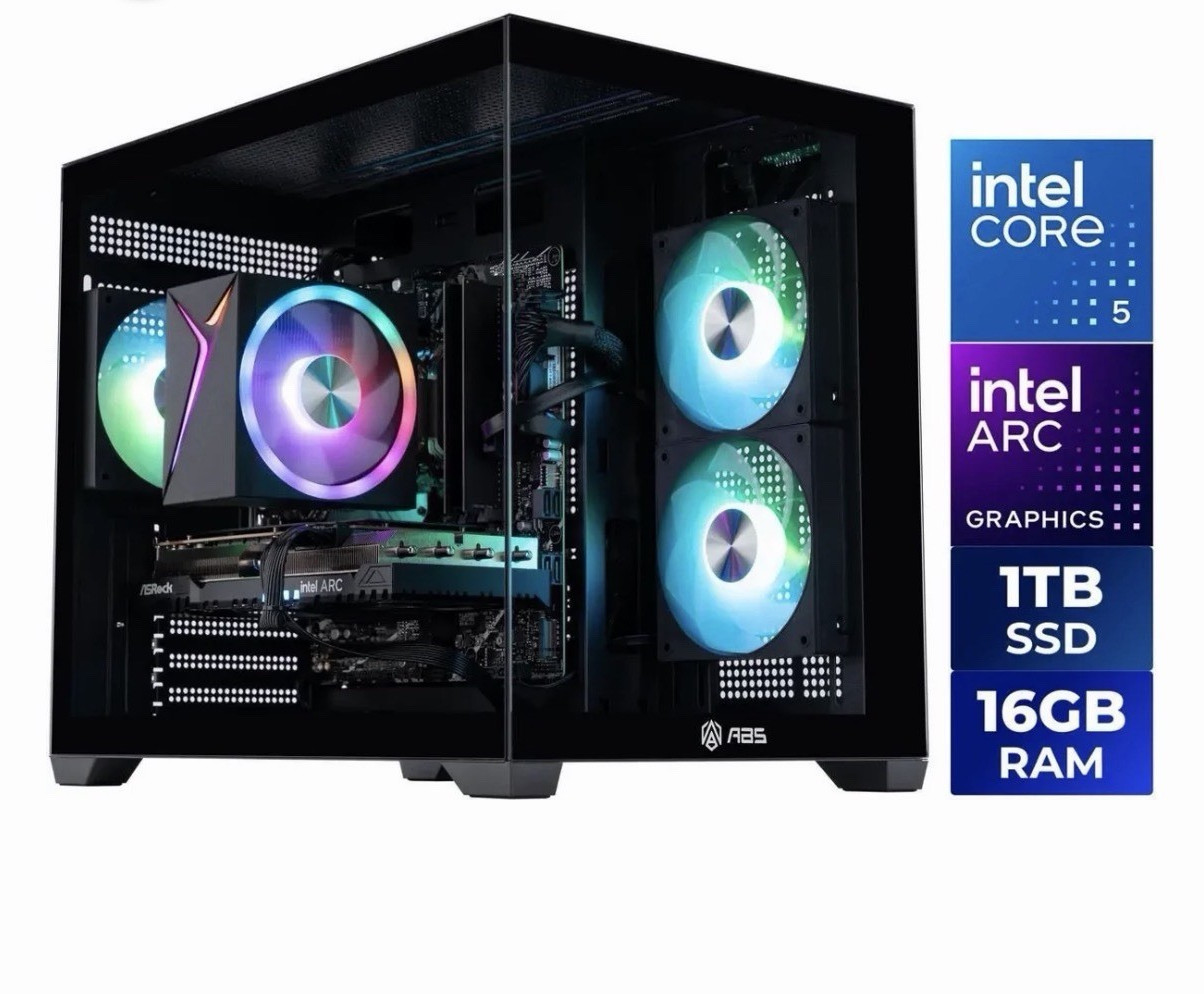 ABS Flux II Aqua Gaming PC - Windows 11 - Intel Core 5 120-Arc A750 8GB-16GB-1TB