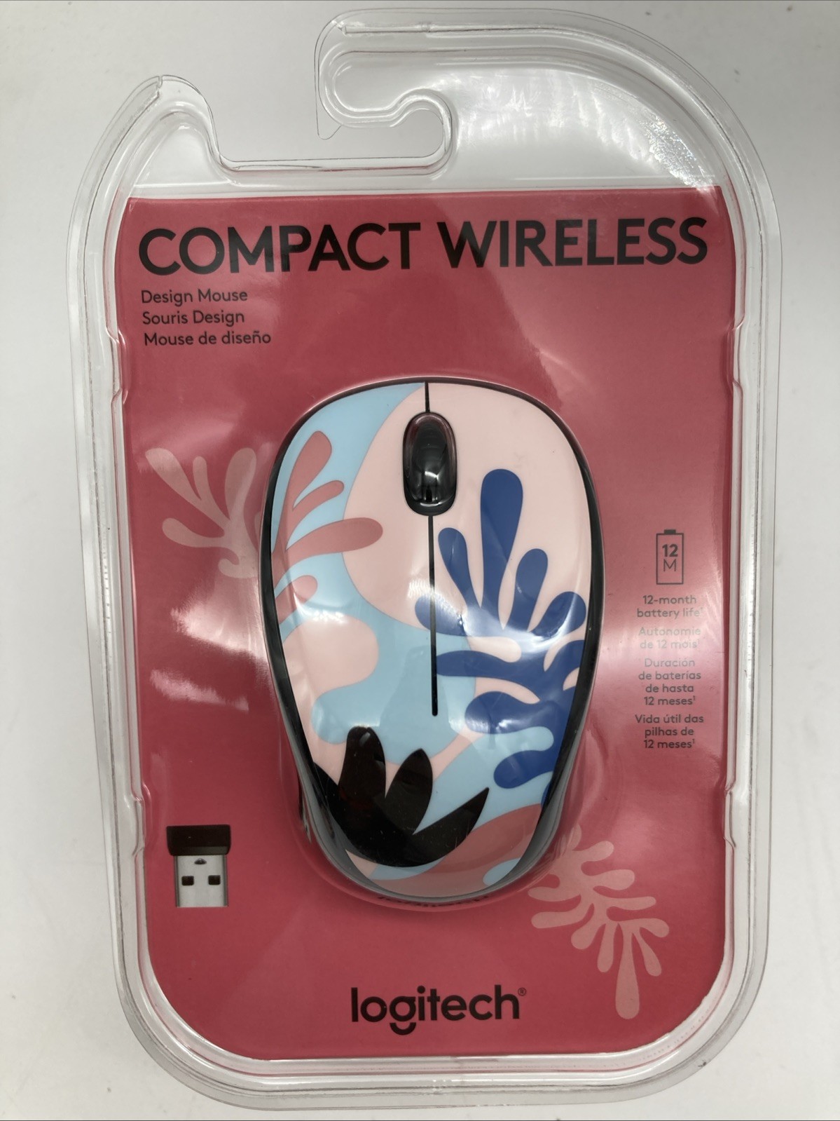 Logitech Design Compact 2.4GHz Wireless Mouse Coral Reef 910-006607 NEW