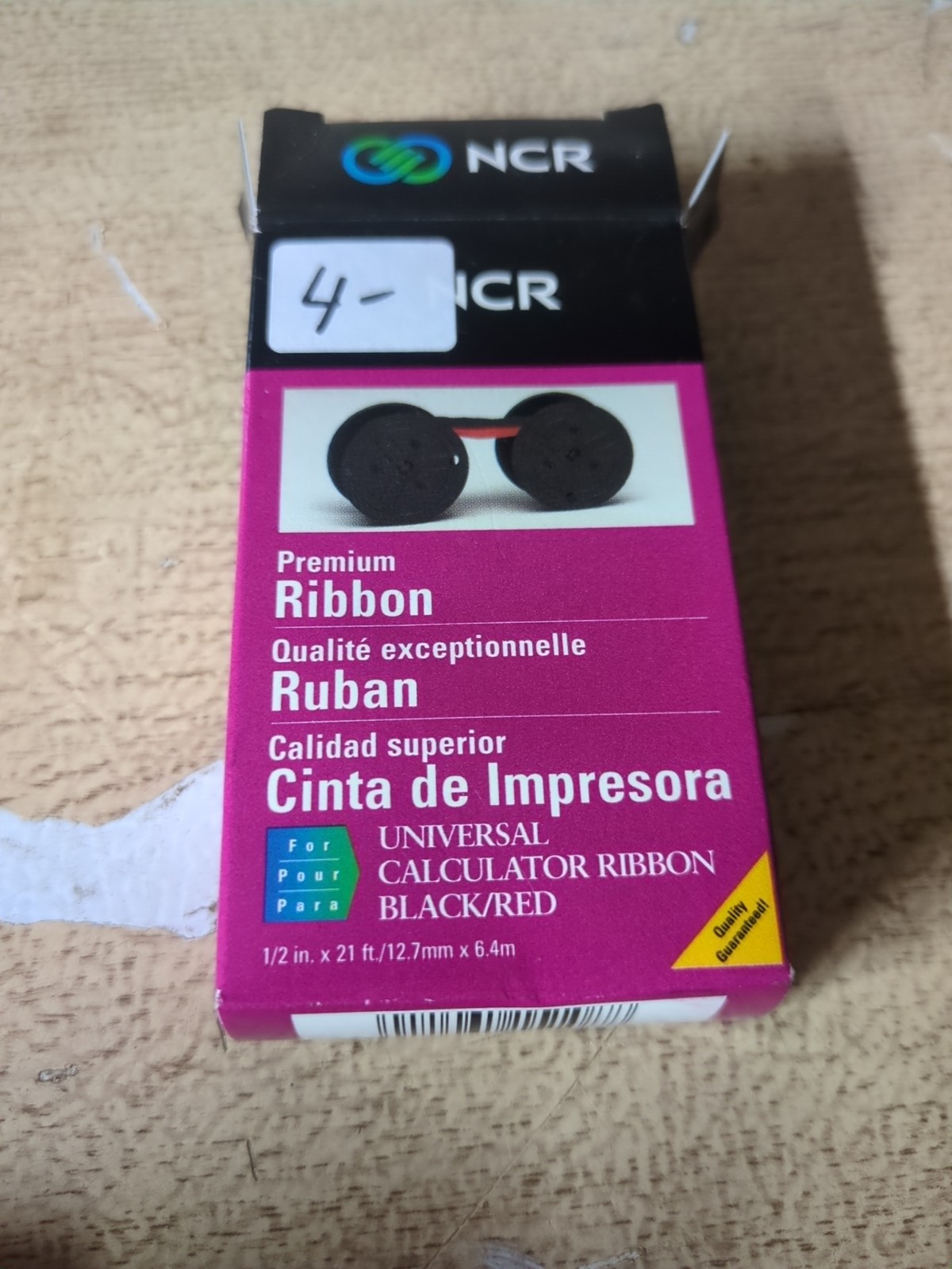 NCR Premium Ribbon 151085 Black/Red Universal Calculator 1/2 in x 21 ft