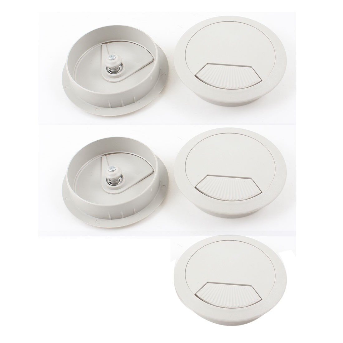 5 Pcs Home Office Desk Table Computer 60mm Dia.Cable Cord Grommet Hole Gray