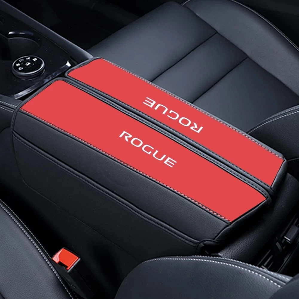 XITER 1PC Leather Center Console Armrest Cover with Side 2021-2026, Black+Red 