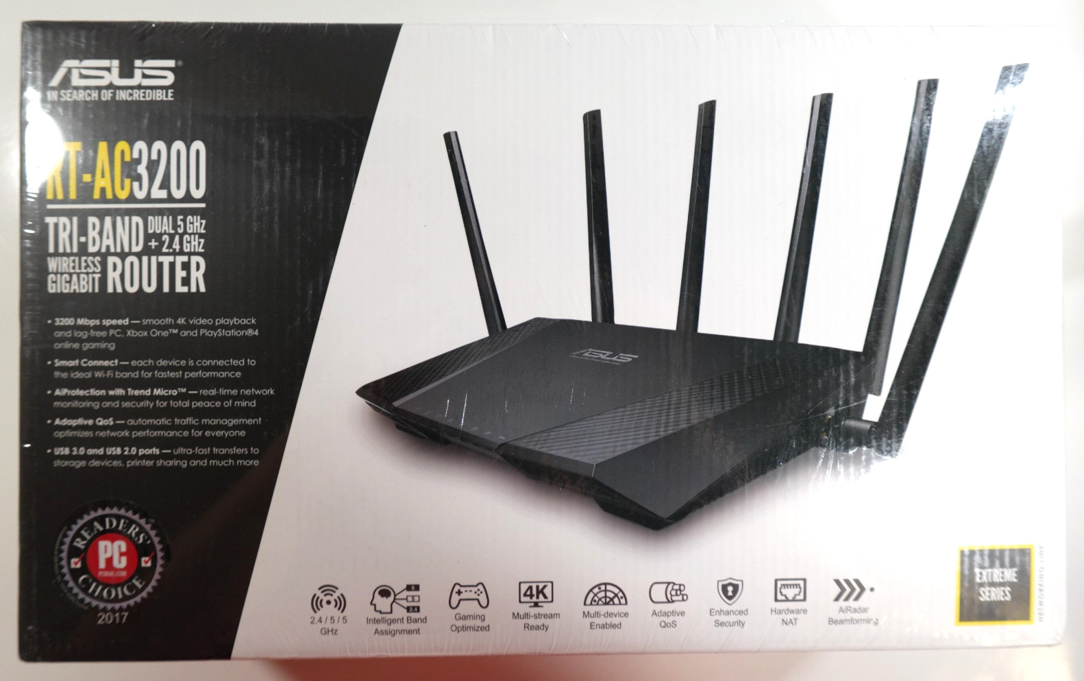 ASUS RT-AC3200 Tri-Band Wireless Gigabit Router  4-Port 1300 Mbps - New Sealed
