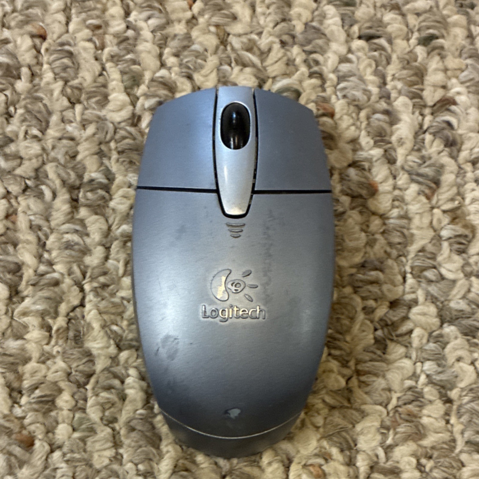Logitech M-RAA93 Wireless Optical Mouse Silver Black Scroll Wheel Ergonomic