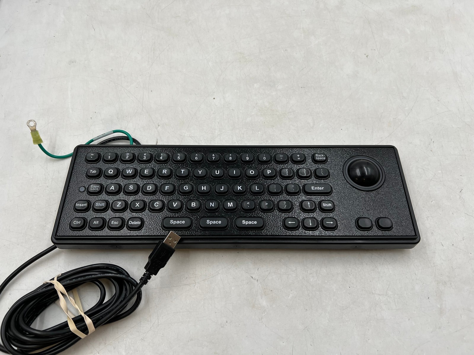 Black Industrial USB Keyboard With Mechanical Trackball Kiosk Metal Keypad