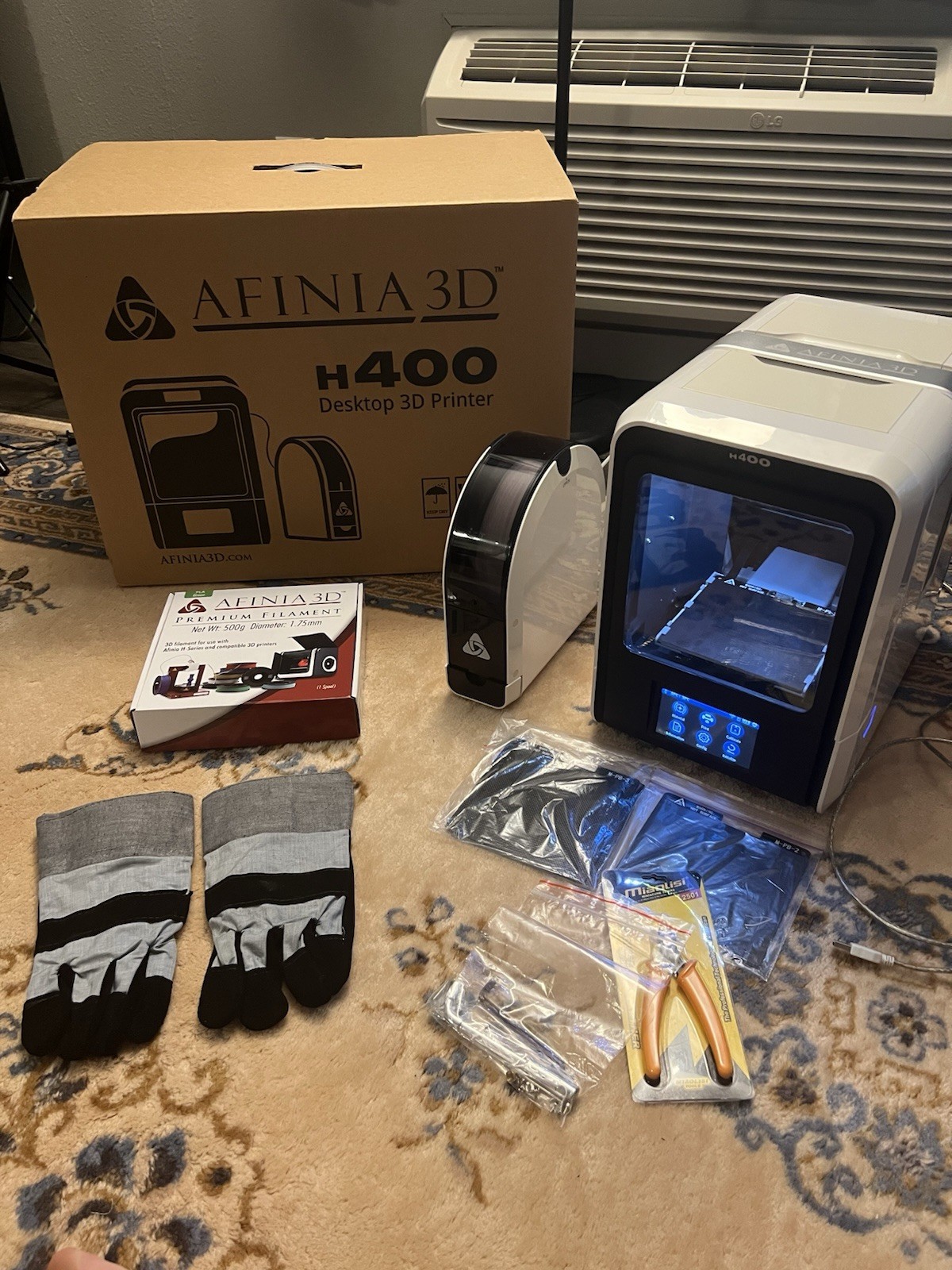 AFINIA 3D Printer H400-01 DESKTOP Lot Tested Works Great Spool Gloves Cutter Etc