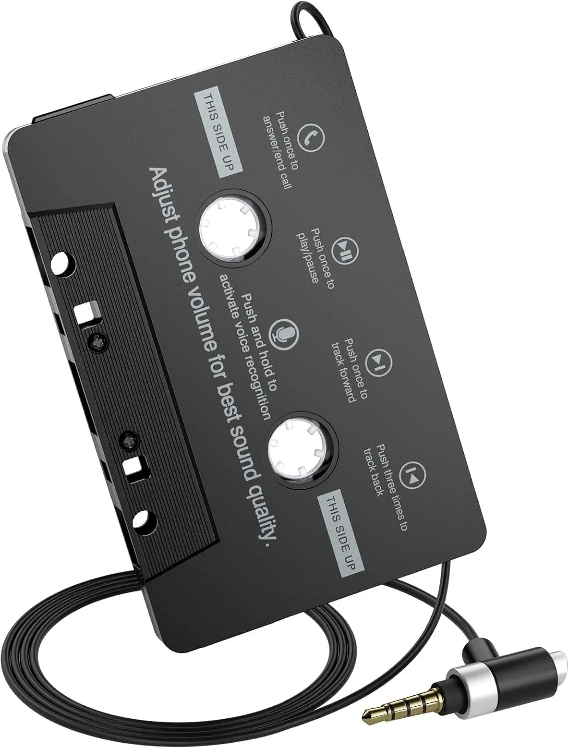 Car Cassette Audio Adapter with Hands-Free Calling Microphone, Universal Cassett
