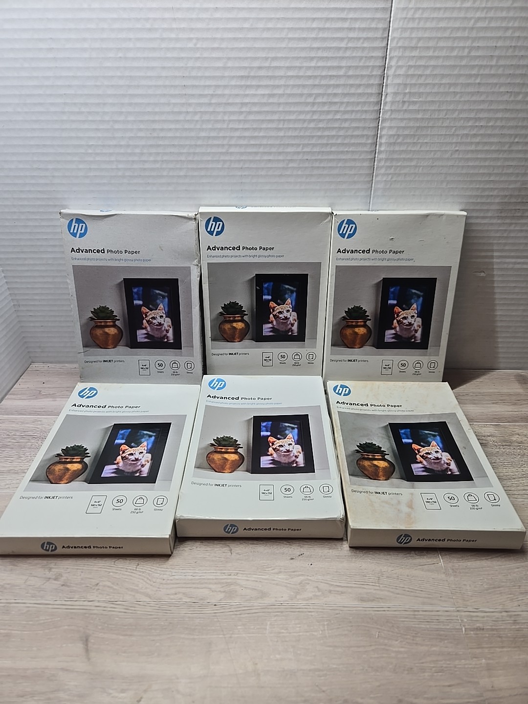6 Boxes ( New) HP Premium Glossy Photo/Image Paper 4x6” - 50 Sheets Each Box 