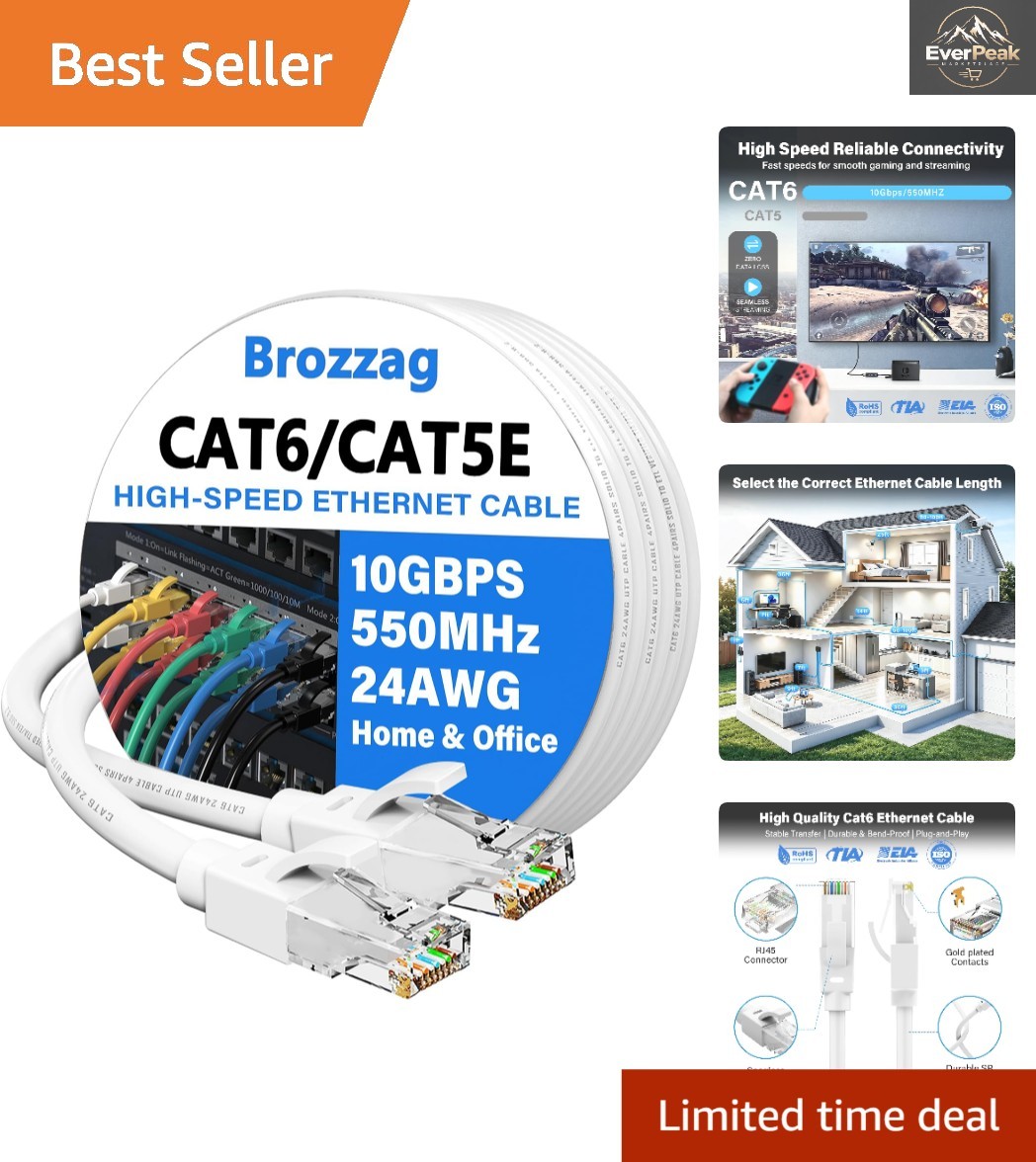 10Gbps Cat6 Ethernet Cable 50ft - High-Speed Network Cable with RJ45 Connectors