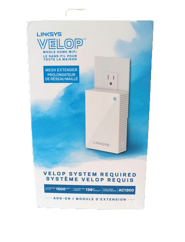Linksys Velop AC1300 Plug-In Mesh WiFi Extender (WHW0101P) – Open Box Never Used