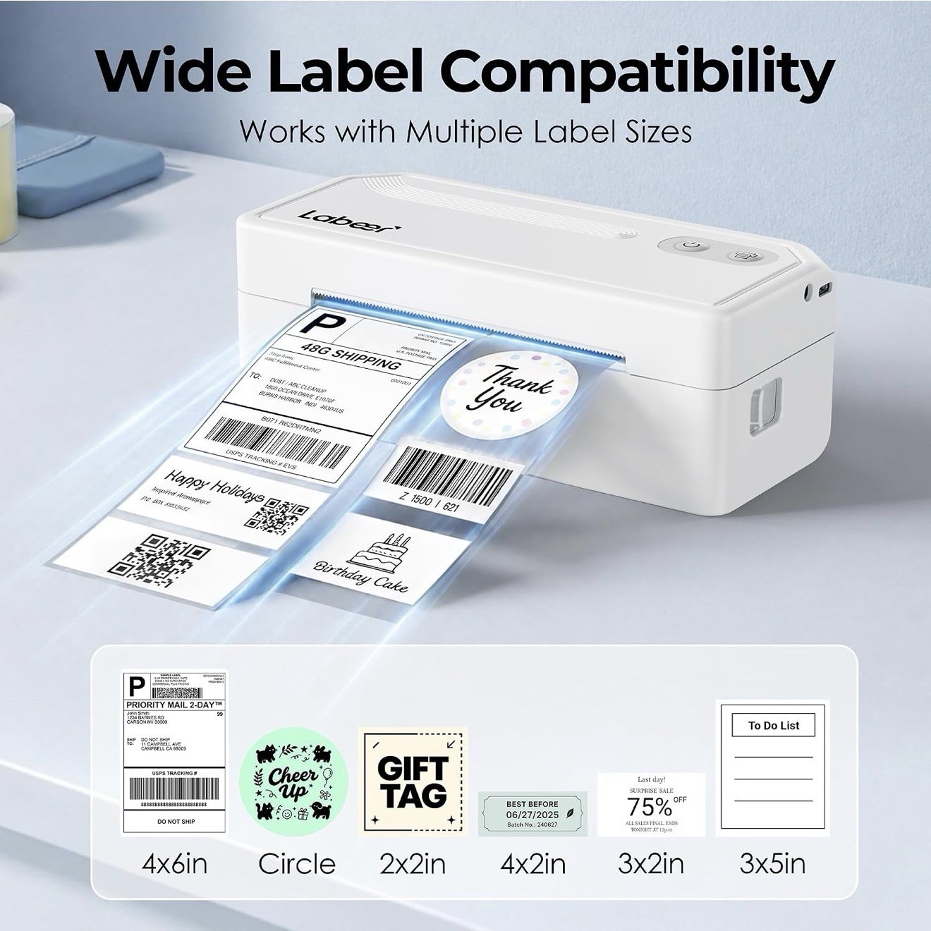 Labeer Thermal Shipping Label Printer - 4x6 Bluetooth /USB High Speedy