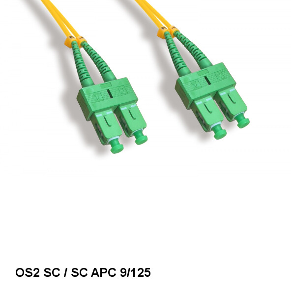 Kentek 9'/3m SC/SC APC OS2 9 /125 Duplex Single-Mode Fiber Optic Cable OFNR