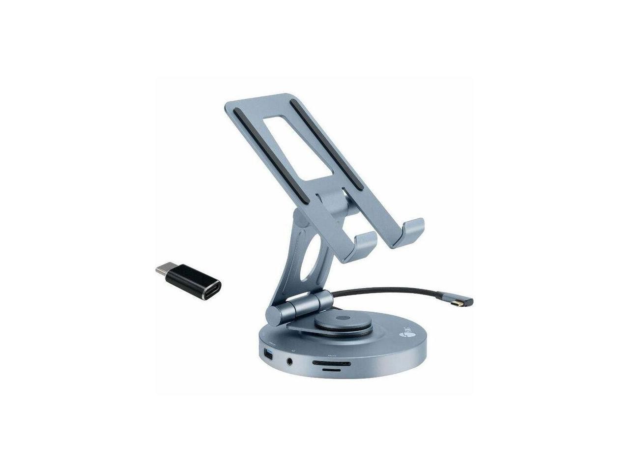 SIIG USB-C Multitask Hub Stand Holder fits under 13" Tablets/Phones - 4K60Hz- PD