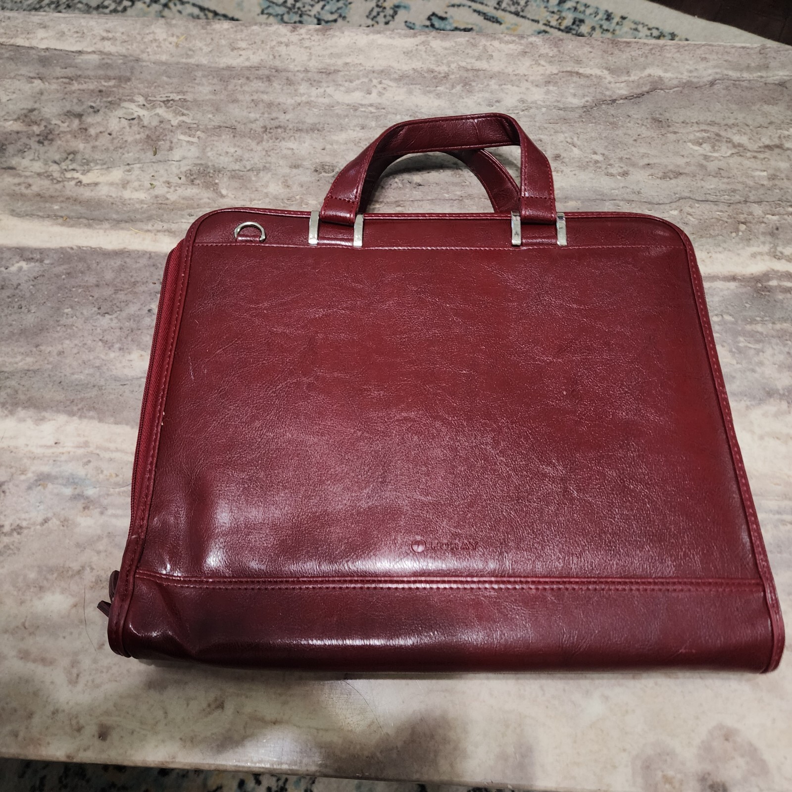 Foray Maroon Faux Leather Briefcase Planner Laptop Bag /wallet Great Condition