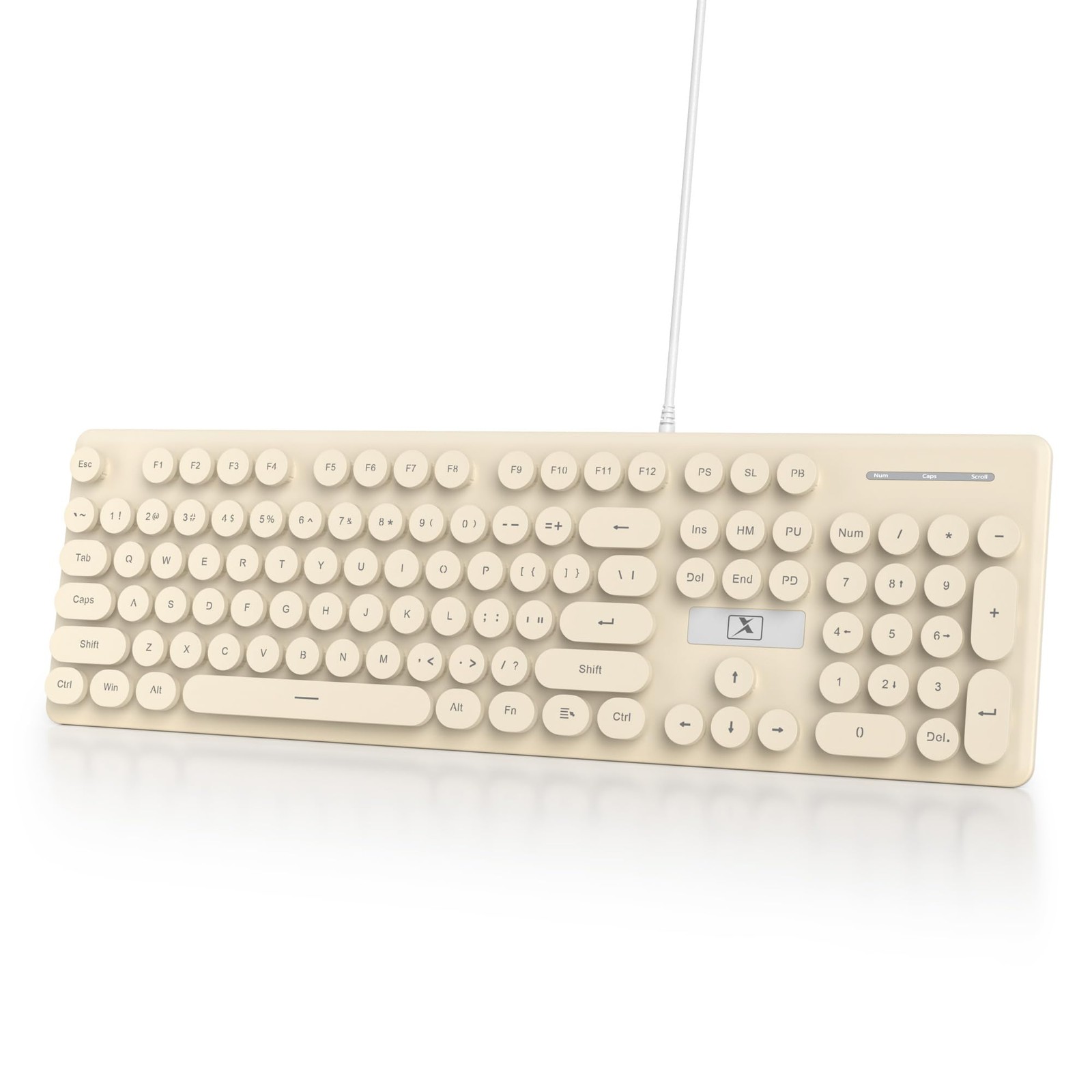 Wired Retro Computer Keyboard Backlit Quiet Typewriter Khaqi Round Keys