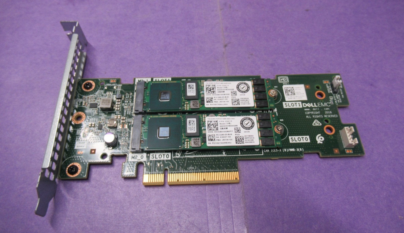 Dell EMC 051CN2 Dual PCIe Storage Controller Card w/ 2x 240GB SATA M.2 SSDs