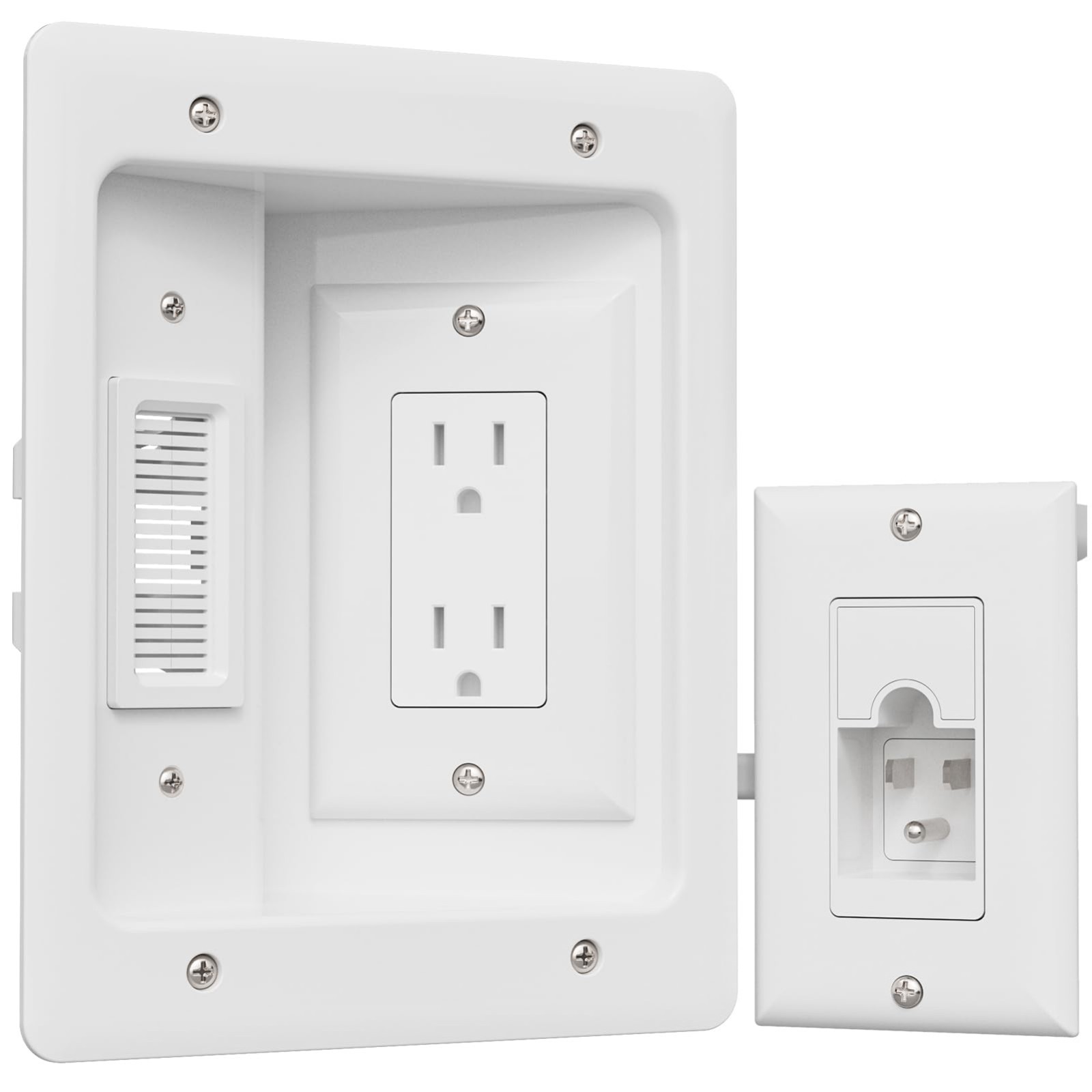 Wall-Mounted TV Cord Hider Kit - In-Wall Cable Management, Dual Outlet Box, Dryw