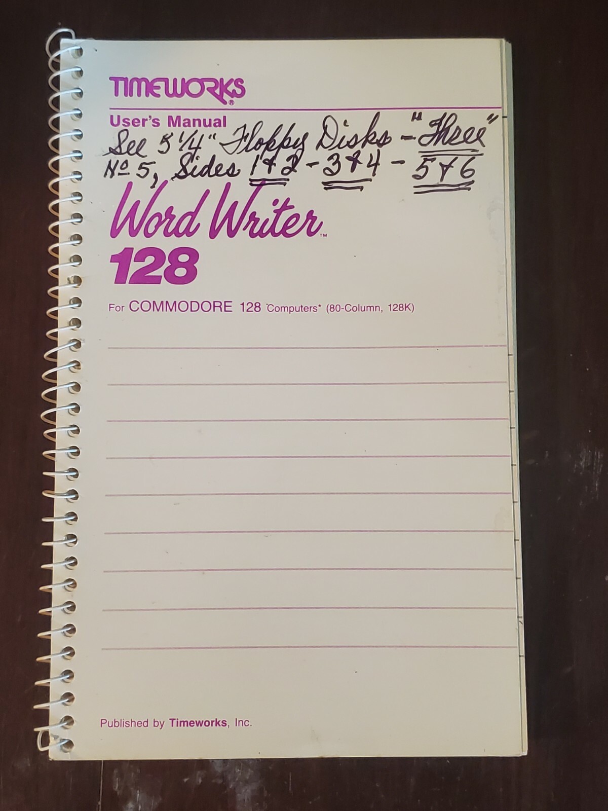 Vintage Commodore 128 Computer Word Writer User's Manual TIMEWORKS