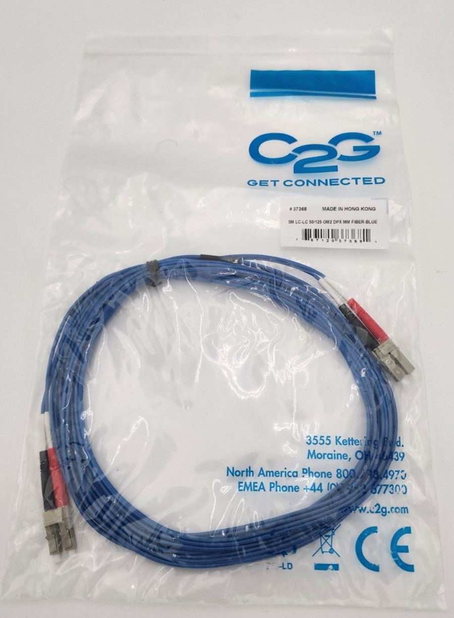 C2G 37368 16FT  LC/LC OM2 50/125 Duplex Multimode Fiber Patch Cable – NEW SEALED