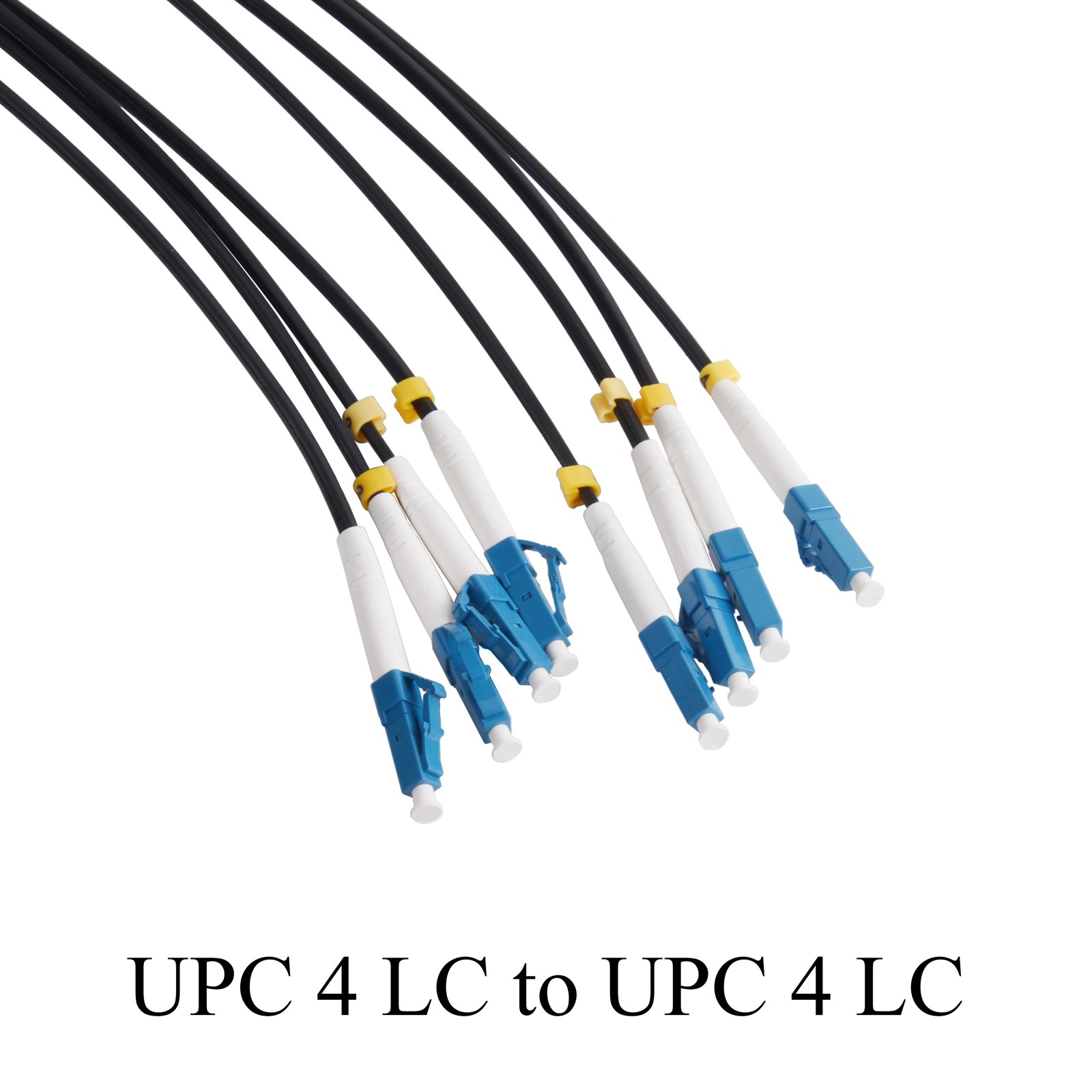 80M-300M 4-Core LC-UPC to LC-UPC Single Mode Fiber Optic Patch Cord, Indoor