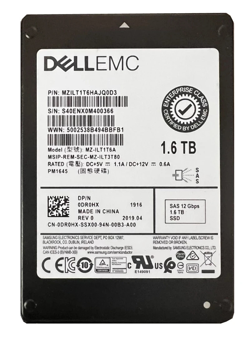 Dell EMC SSD MZ-ILT1T6A 2.5" SAS 12 Gbps 1.6TB Server Solid State Drive