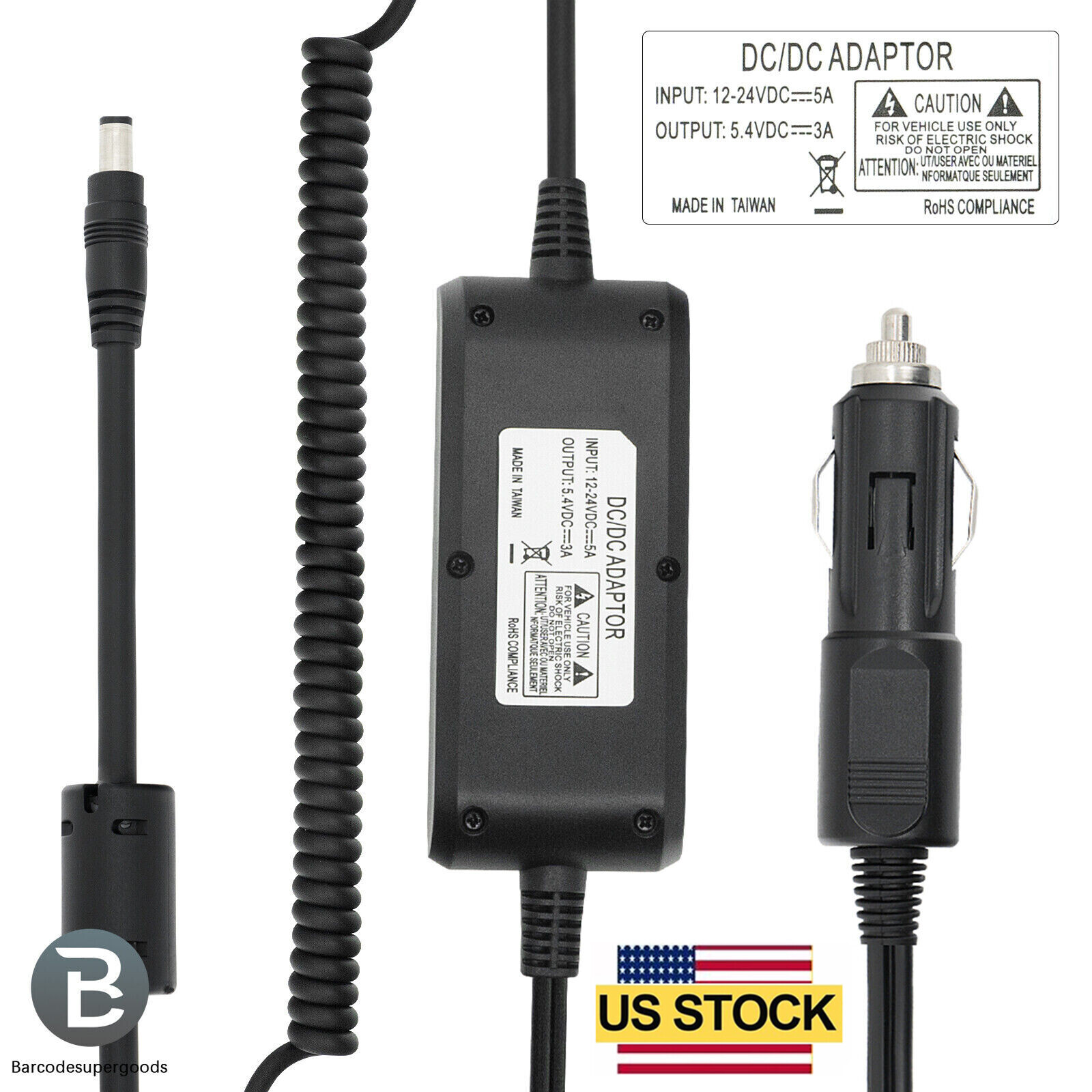 Car/RV DC Adapter Charger for Zebra ZQ510 ZQ511 ZQ520 ZQ521 QLN220 QLN320 QLN420