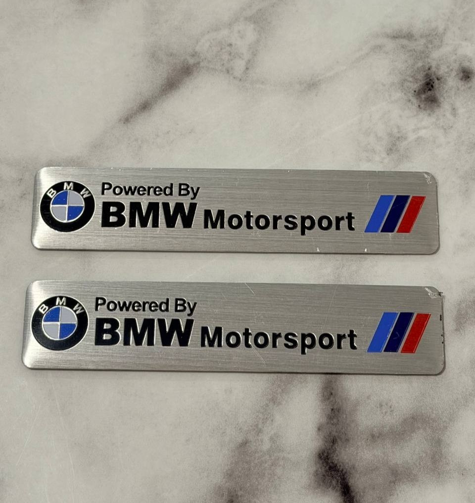 2 Pcs Decorative 3D Aluminum Emblem Sticker for BMW, Powered by  Motorsport