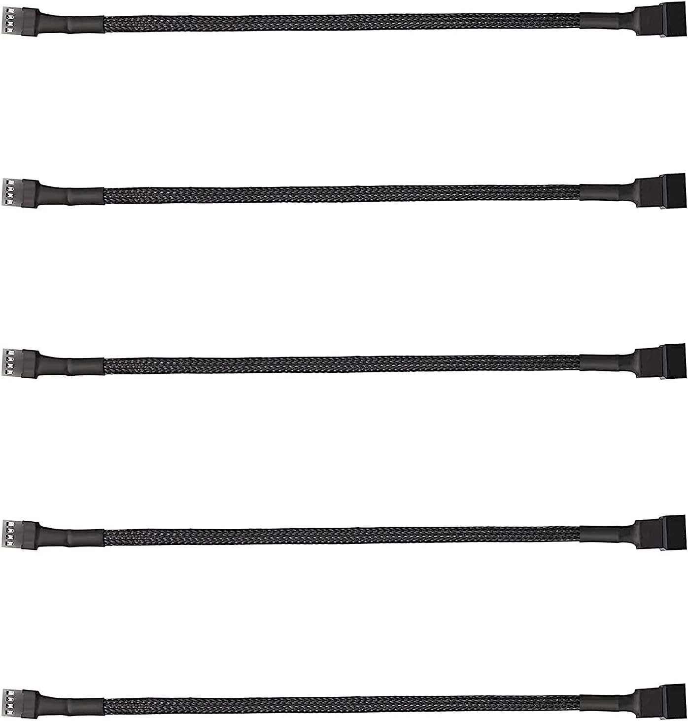 Durable Braided 4-Pin PWM Fan Power Extension Cable - 5 Pack of 10.6 inches