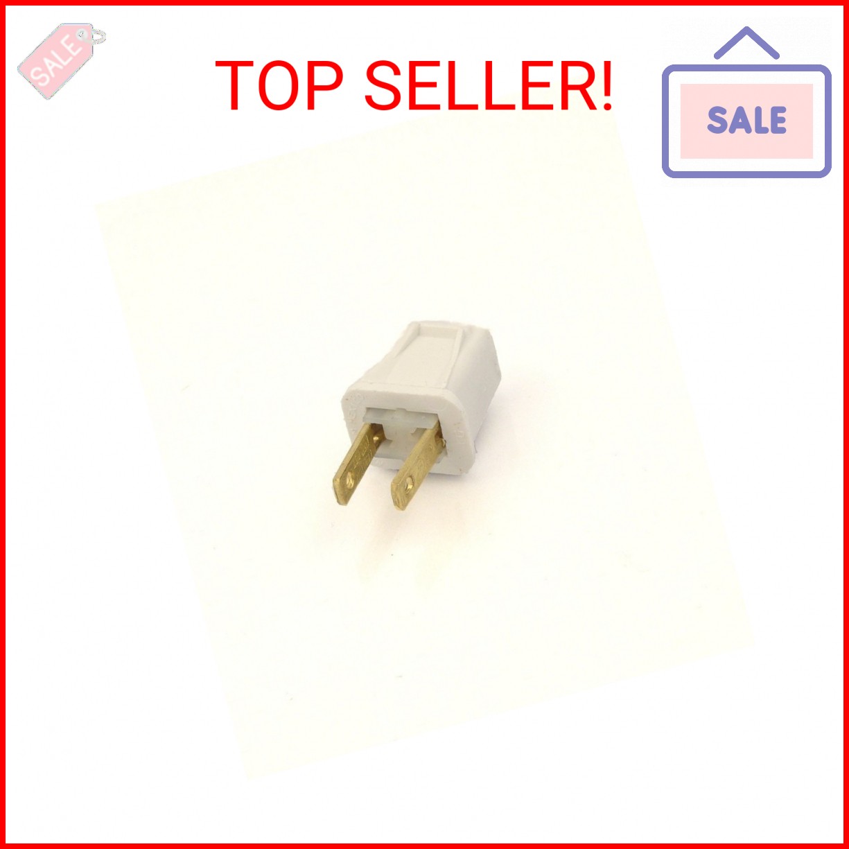 Leviton 123-7 Non-Polarized Easy Wire Plug, 125 V, 10 A, 2 P, 2 W, No Size, Whit