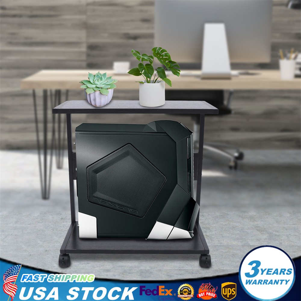 2-Tier CPU Holder Cart Under Desk Computer Tower Stand Mobile PC Tower Stand NEW