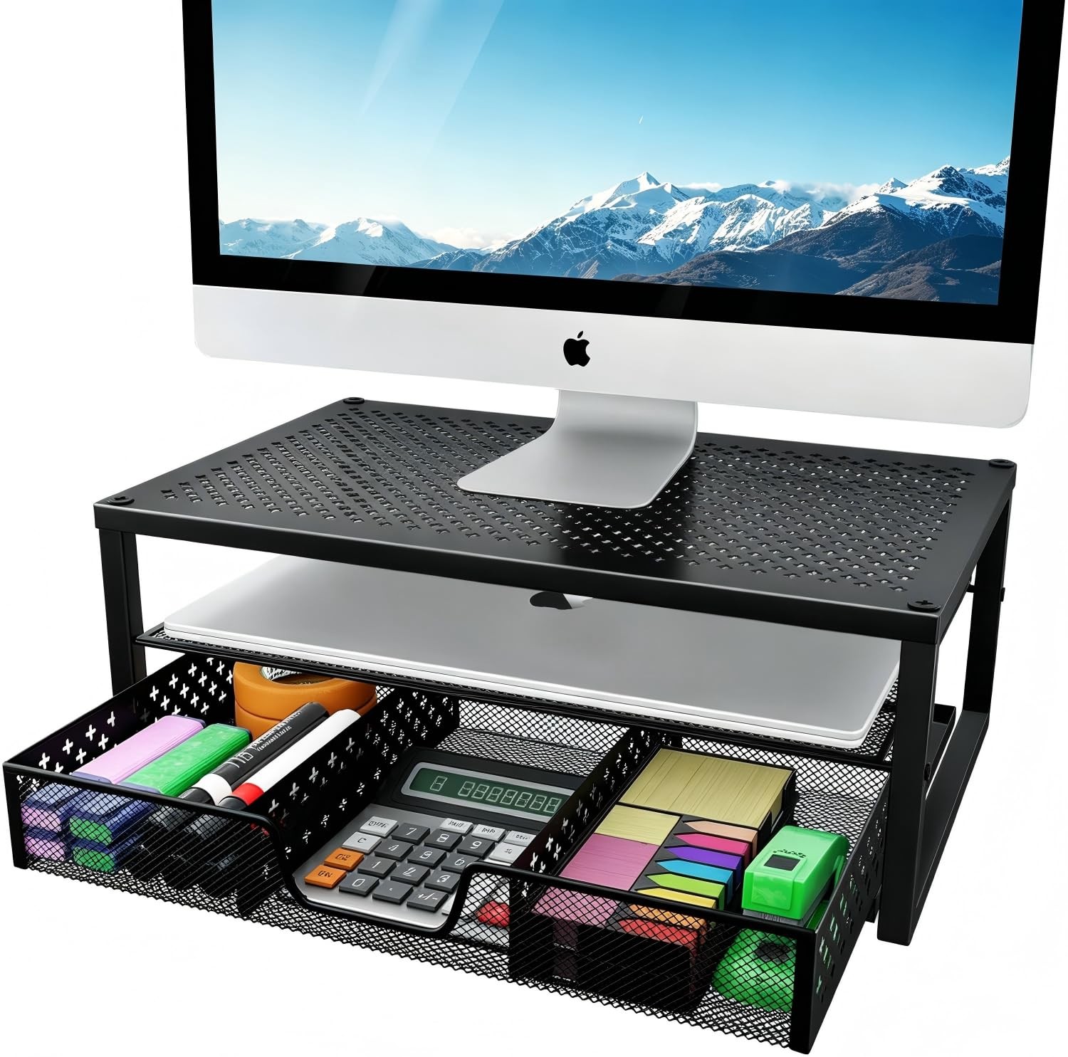 Monitor Stand Riser with Drawer, Laptop Stand for Desk