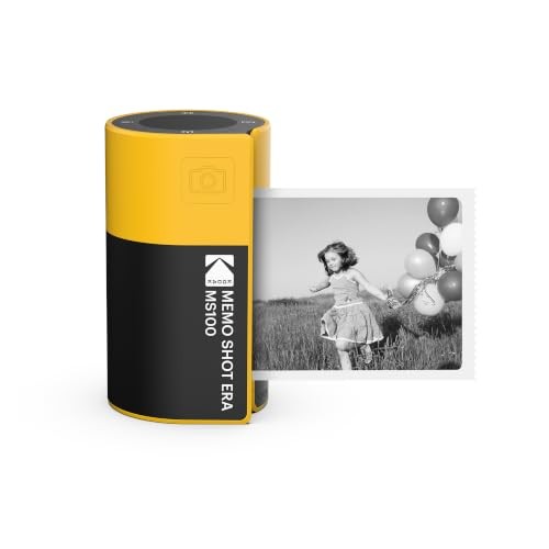 KODAK Memo Shot ERA Toy Camera & Photo Label Printer with 1 Roll Yellow