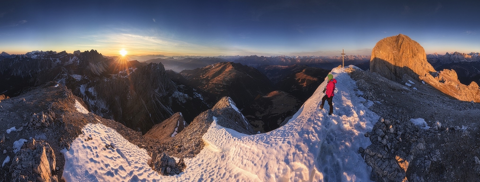 Landscape nature dolomites sunset panorama snow summit Custom Gaming Mat Desk