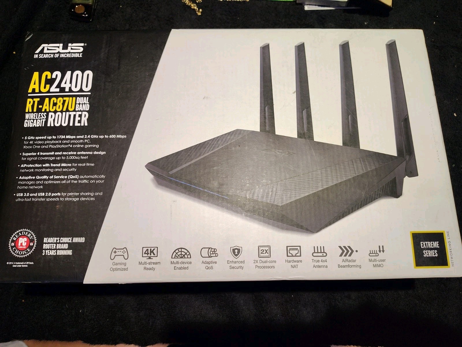 ASUS AC2400 RT-AC87U Dual Band Gigabit WiFi Router Open Box