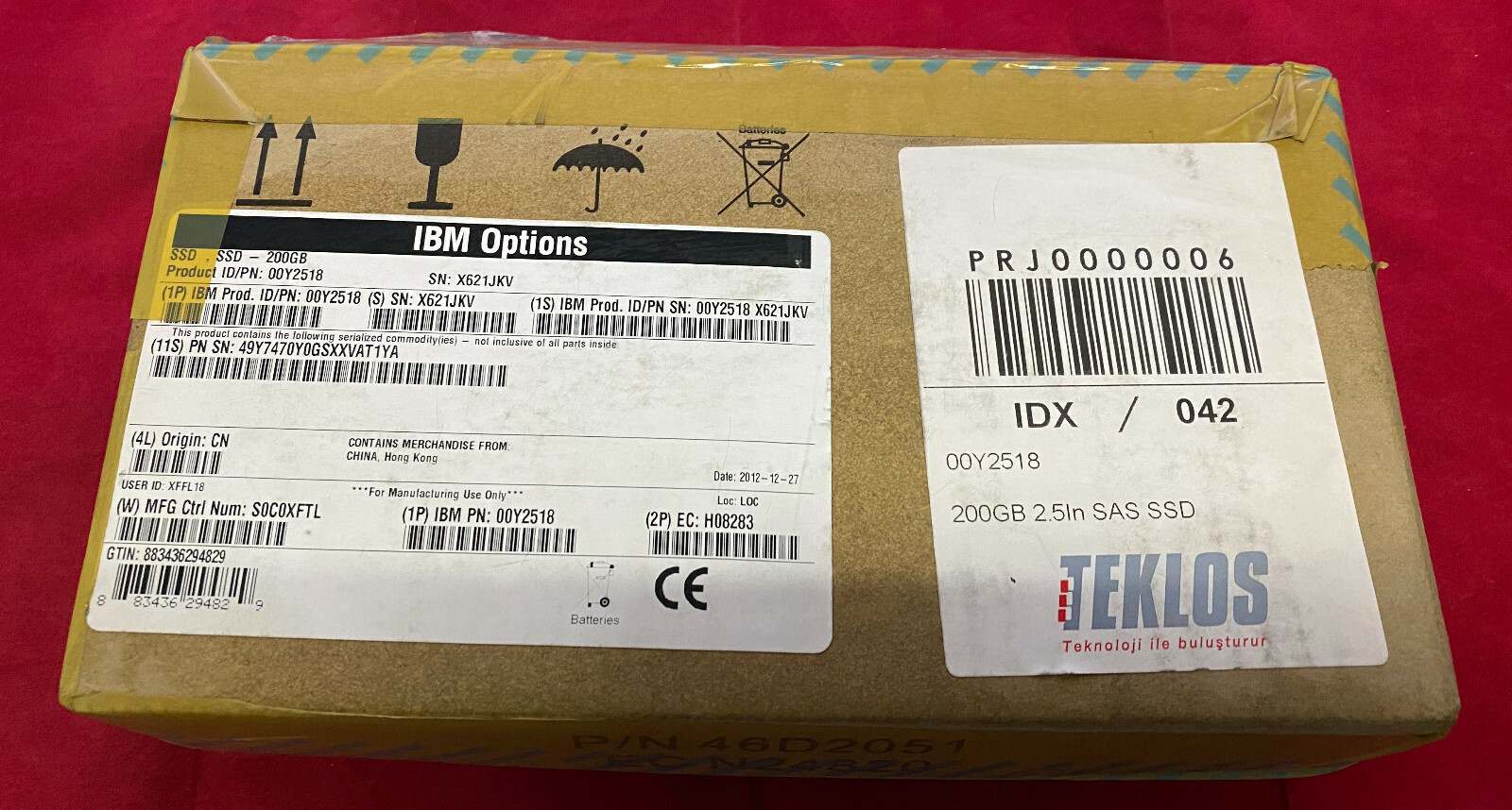 New Open Box IBM 00Y2518 200 GB 2.5" Internal Solid State Drive w/ 3M War. Qty 2