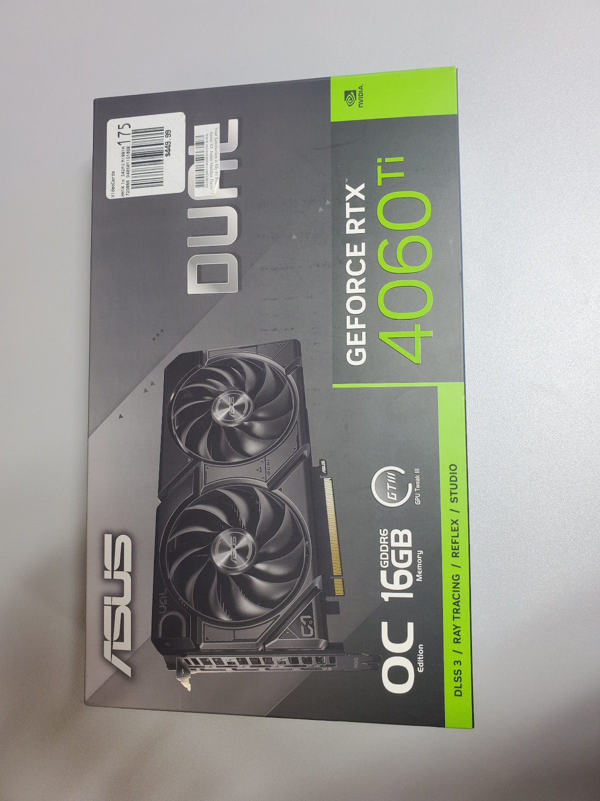 ASUS Dual GeForce RTX 4060 Ti OC 16G Gaming Graphics Card DUAL-RTX4060TI-O16GEVO